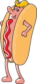 A Cartoon Hot Dog With A Person In The Background