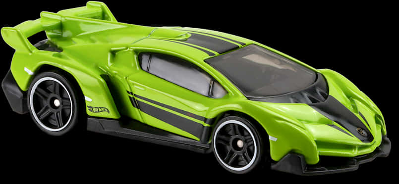 A Green Toy Car With Black Stripes