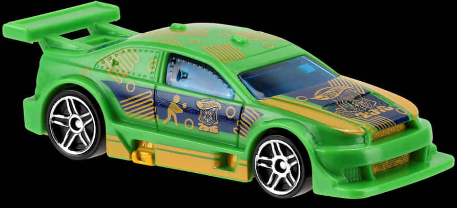 A Green And Yellow Toy Car