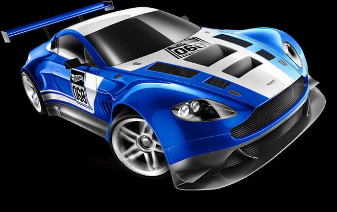 A Blue And White Race Car