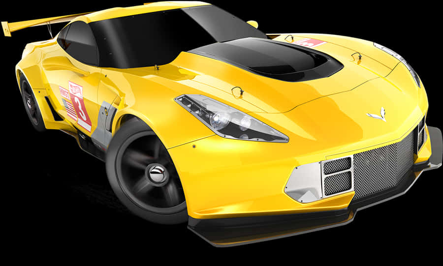 A Yellow Race Car With Black Background