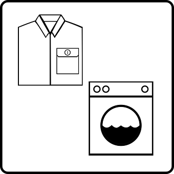A Black And White Picture Of A Shirt And A Washing Machine