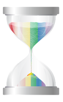 A Rainbow Colored Sand Running Through A Hourglass