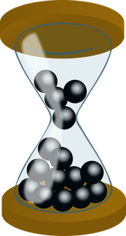 A Black Hourglass With White Balls Inside