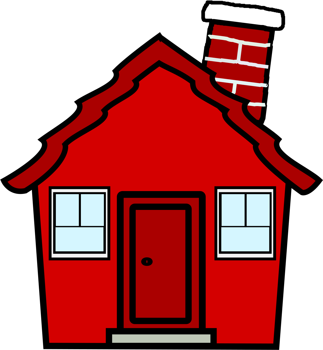 A Red House With A Chimney