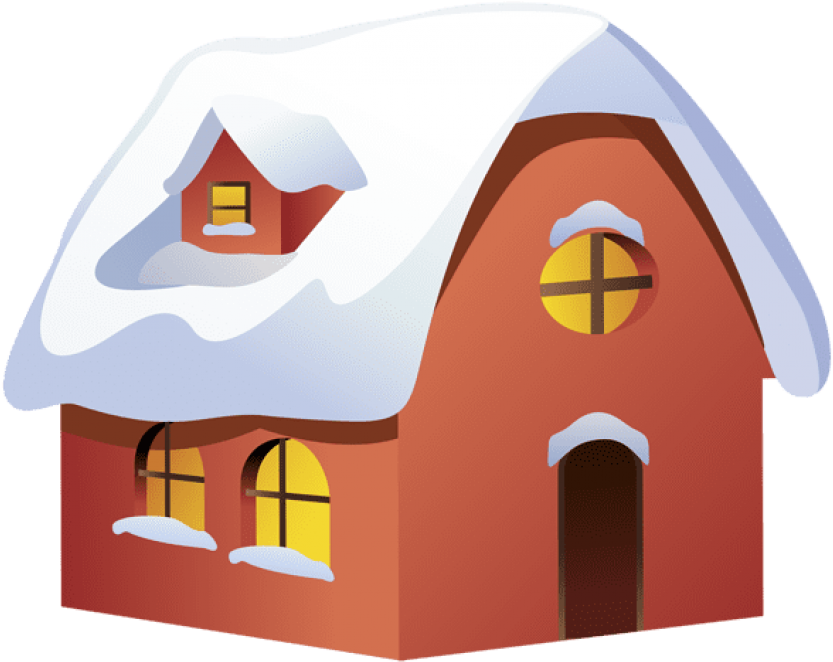 A Cartoon Of A House Covered In Snow