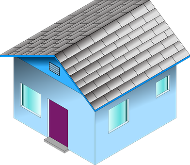 A Blue House With A Purple Door
