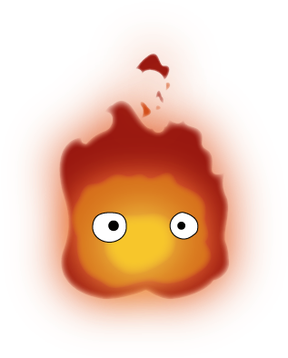 A Cartoon Of A Fire With Eyes And A Black Background