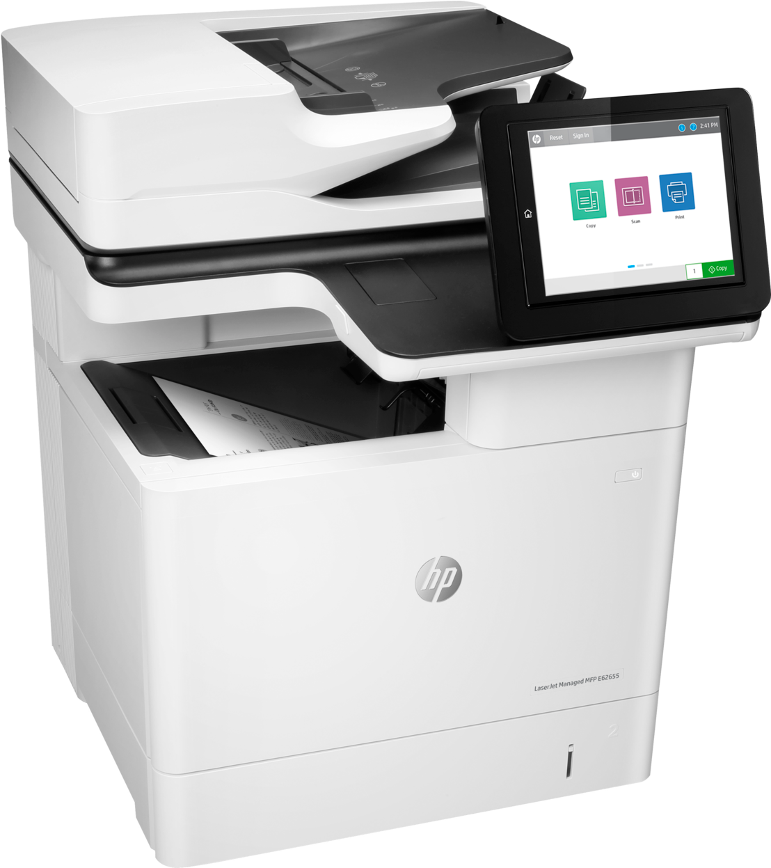 A White Printer With A Tablet On Top