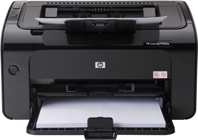 A Black Printer With A Paper In It