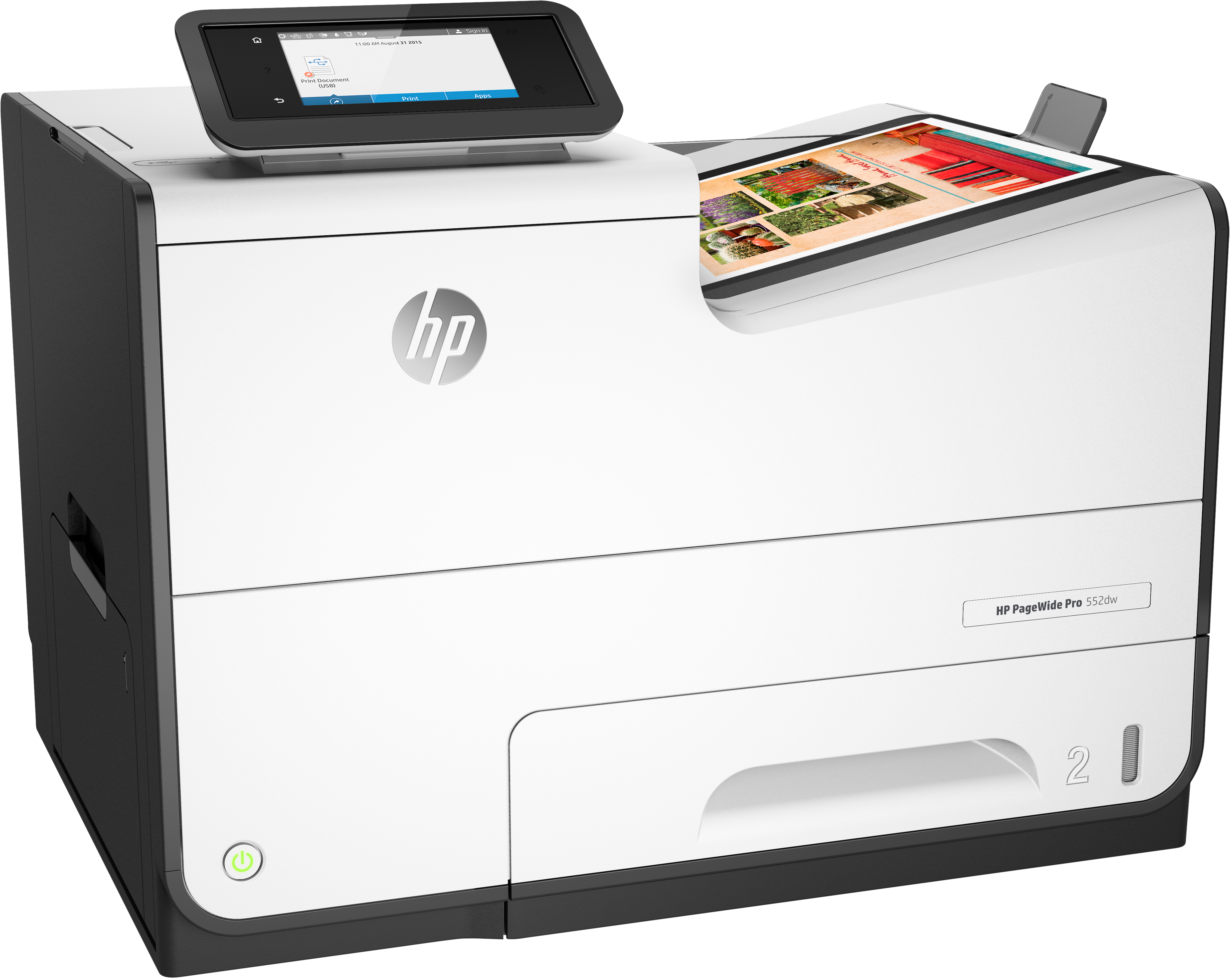 A White And Black Printer With A Tablet
