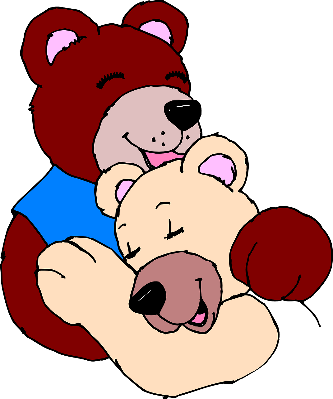 A Cartoon Of A Bear Hugging A Bear