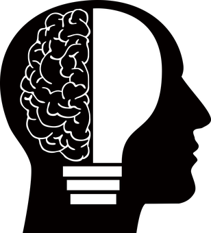 A Black Silhouette Of A Head With A Light Bulb