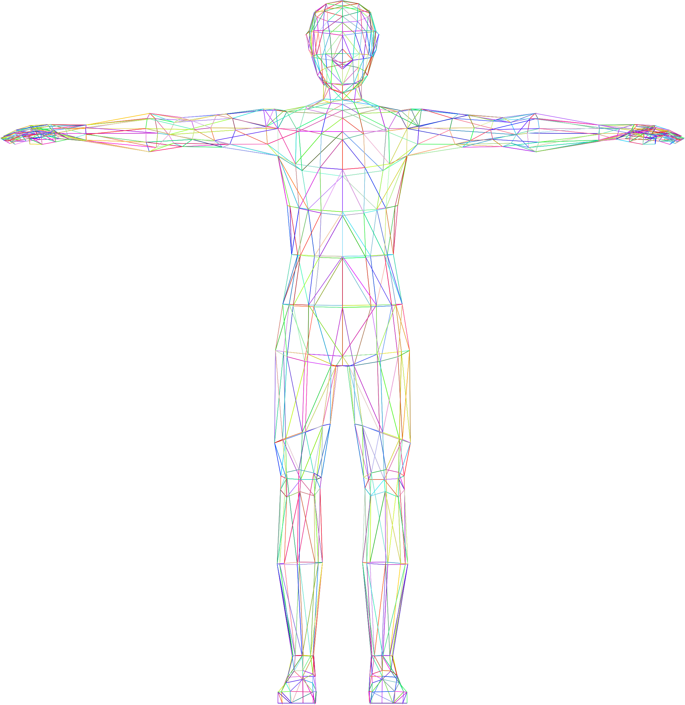 A Wireframe Of A Person With Arms Out