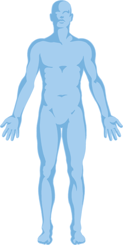 A Blue Human Body With Arms Spread Out