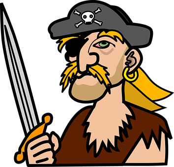A Cartoon Of A Pirate Holding A Sword