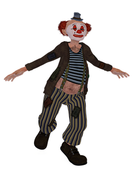 A Clown With Red Hair And A Hat