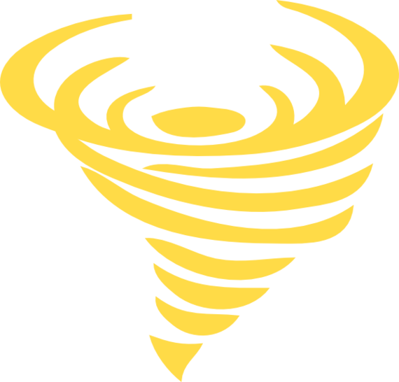 A Yellow Tornado Symbol On A Black Background