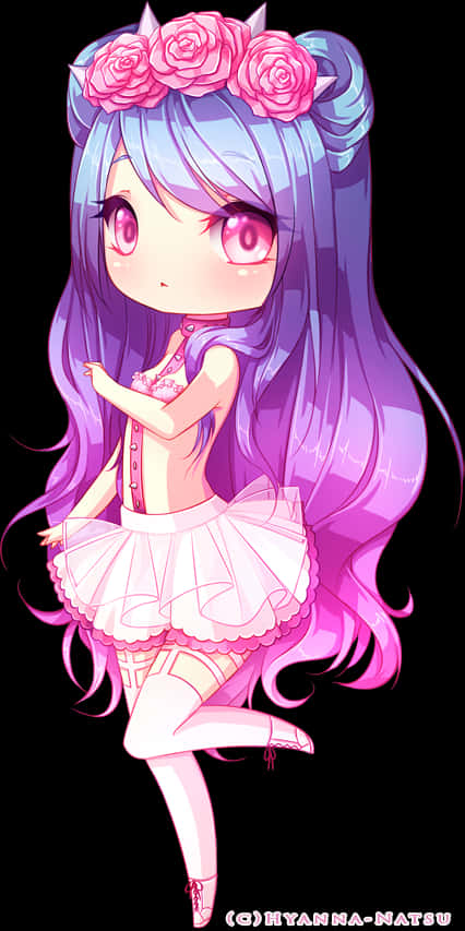 Hyanna-natsu, Cute, Pink, Hot Pink, Chibi, Anime, Girl, - Anime Girl Ballet Chibi, Hd Png Download