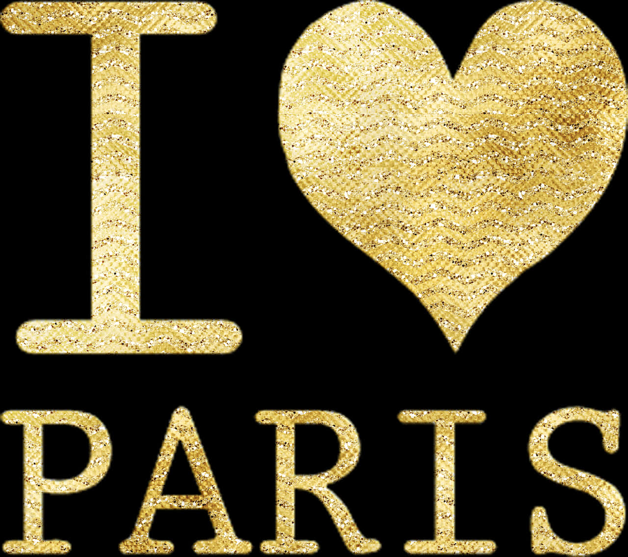 I Heart Paris Gold Glitter Lettering