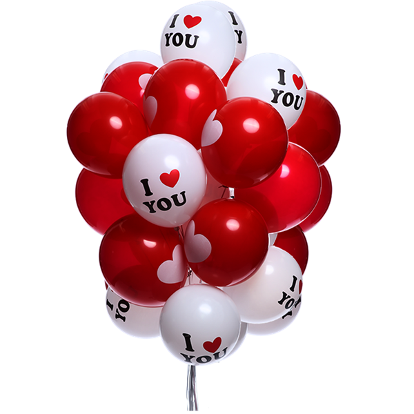 A Bunch Of Red And White Balloons