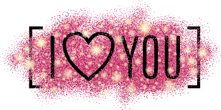 A Pink Glittery Background With A Heart And Text