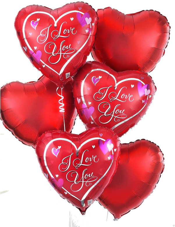 A Group Of Red Heart Shaped Balloons
