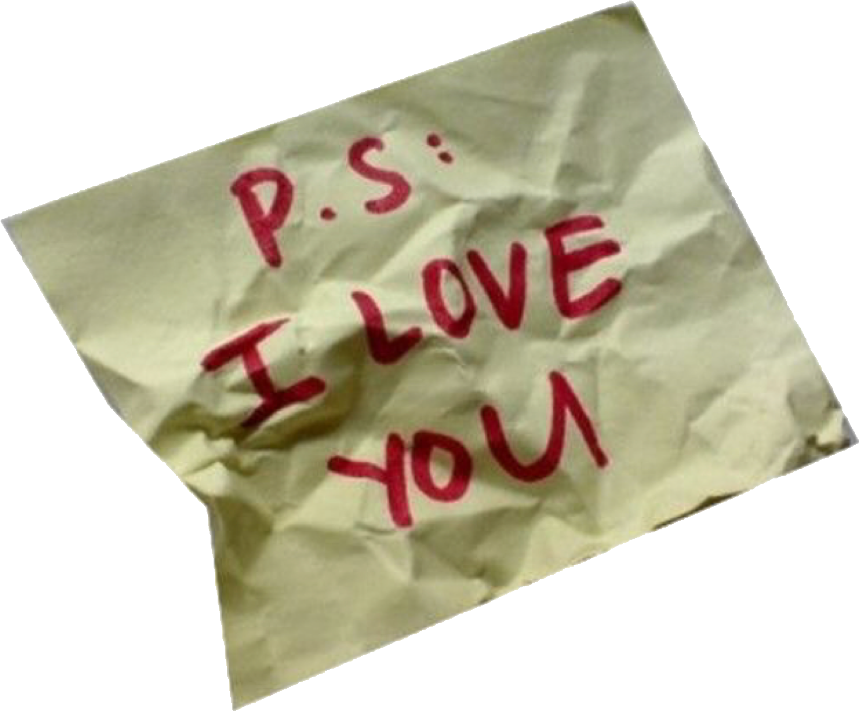 A Yellow Piece Of Paper With Red Writing On It