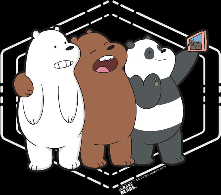 Cartoon Bears Taking A Selfie