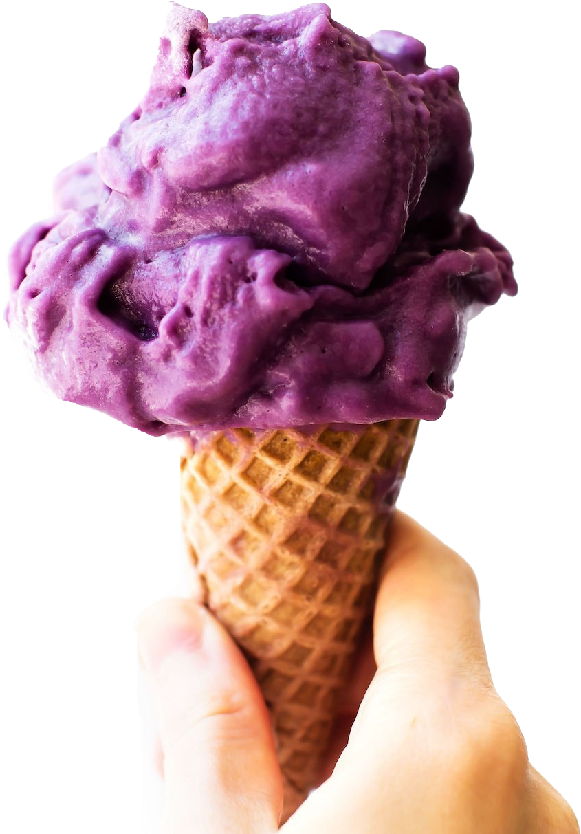 A Hand Holding A Purple Ice Cream Cone