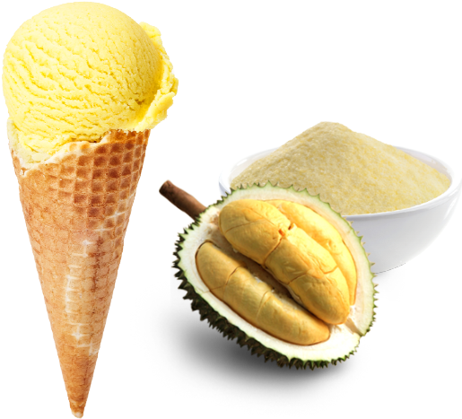 A Yellow Ice Cream Cone And A Bowl Of Durian