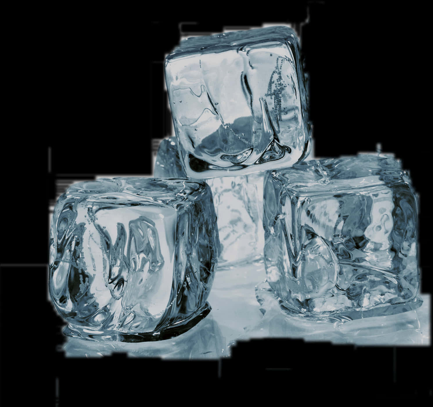 Four Ice Cubes Melting