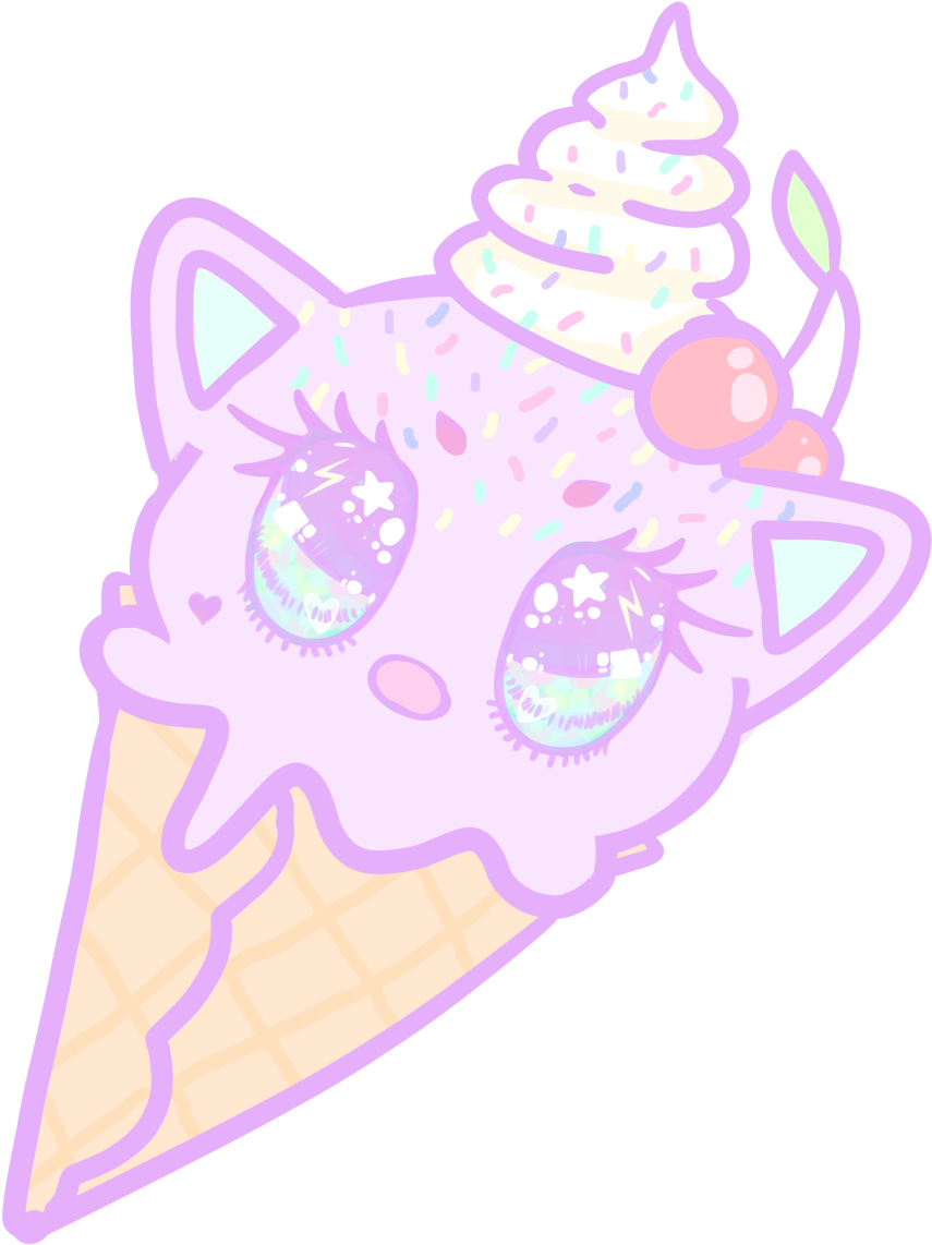 A Cartoon Ice Cream Cone With A Cat Face