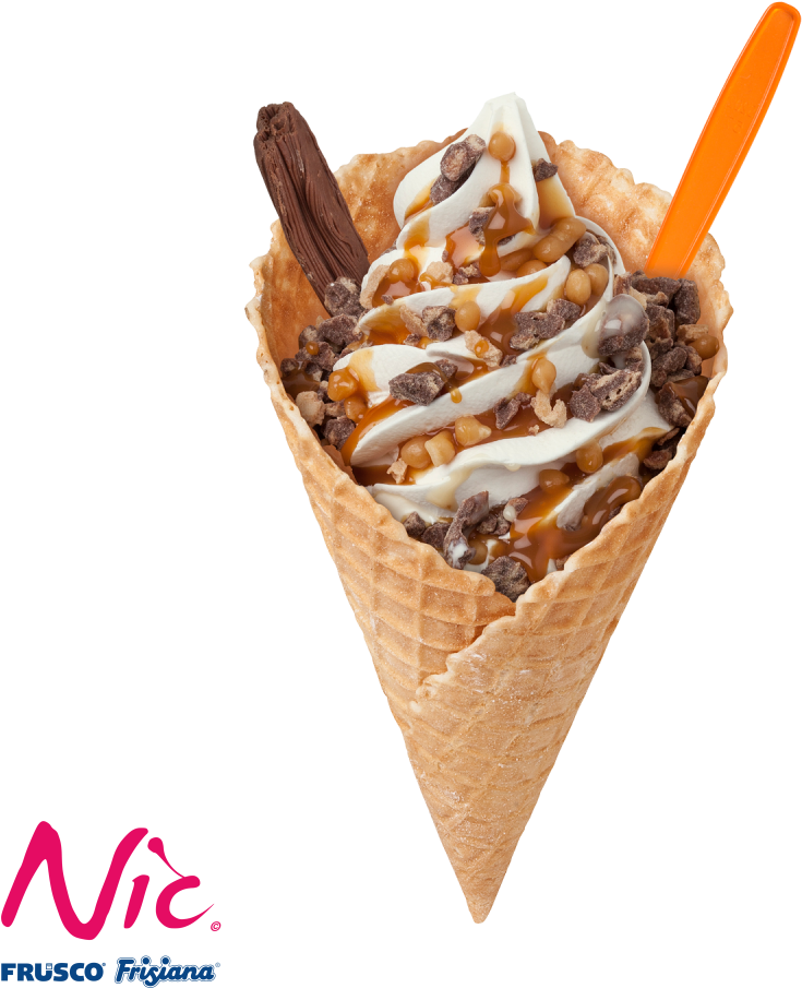 A Ice Cream Cone With A Straw
