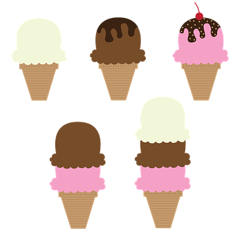 A Group Of Ice Cream Cones