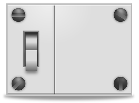A White Rectangular Object With A Switch And Black Screws