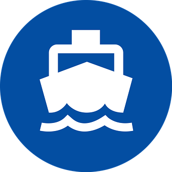 A Blue Circle With A White Ship In The Middle