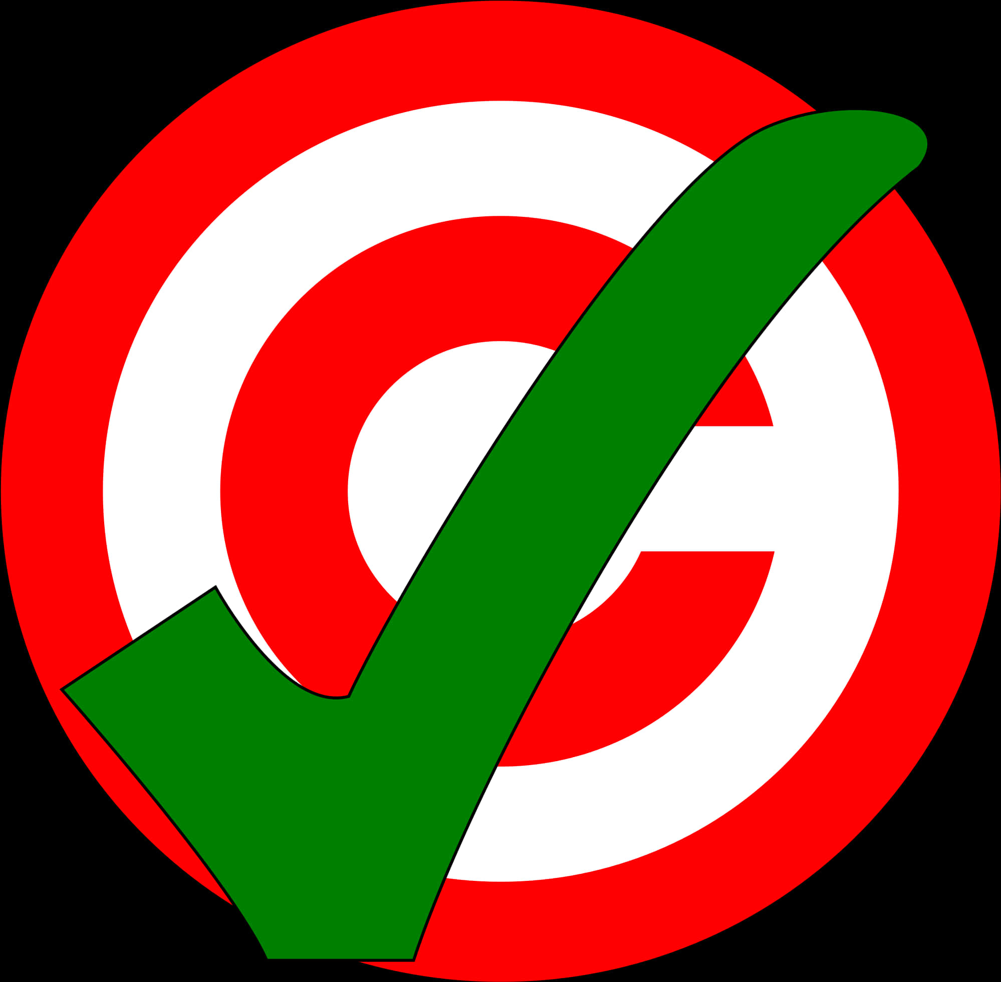 A Green Check Mark On A Red And White Target