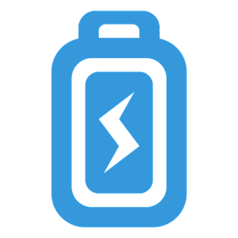 A Blue And Black Battery With Lightning Bolt