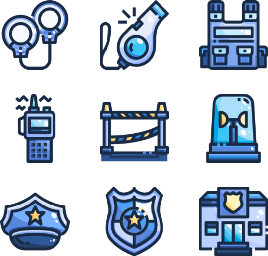 A Collection Of Icons Of Police Equipment