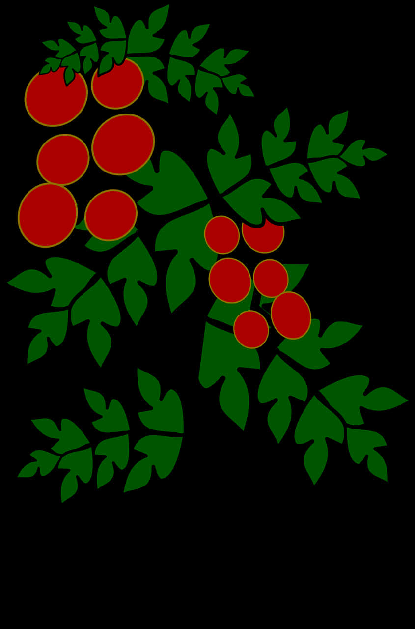 A Green And Red Leaves And Berries