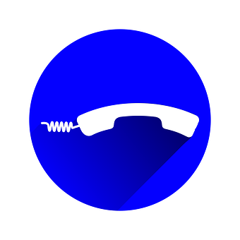 A White Telephone Receiver With A Spiral On A Blue Circle