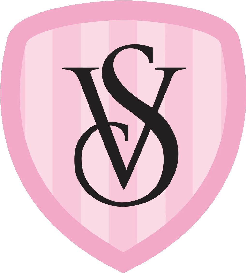 A Pink Shield With Black Letters
