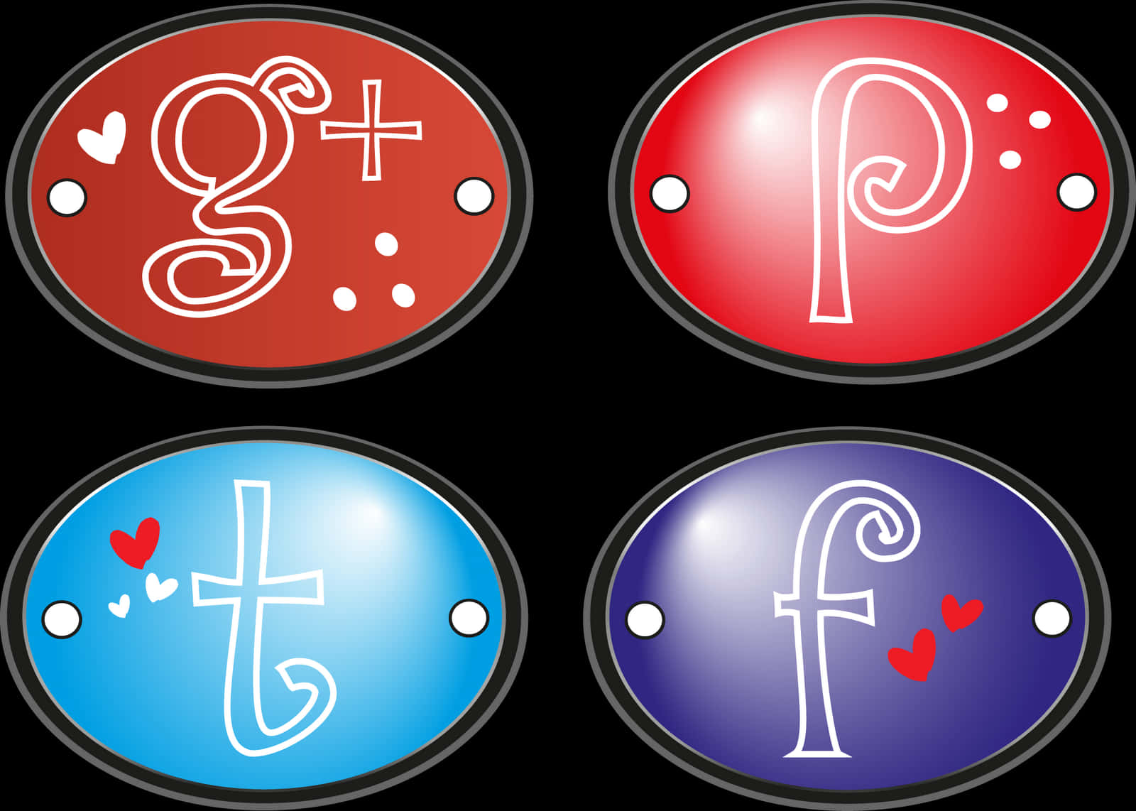 A Set Of Oval Signs With Letters
