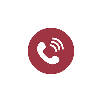 A Red Phone Logo With White Text