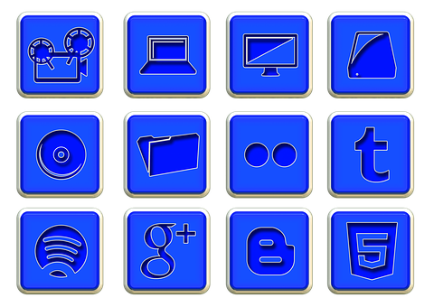 A Blue Square Buttons With Icons