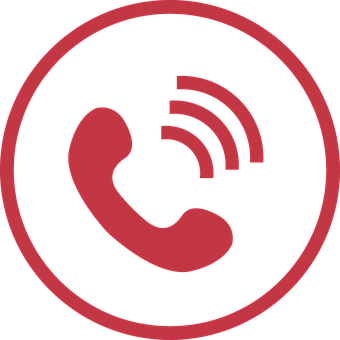 A Red Phone Symbol With Waves