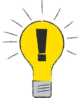A Yellow Light Bulb With A Exclamation Mark On It