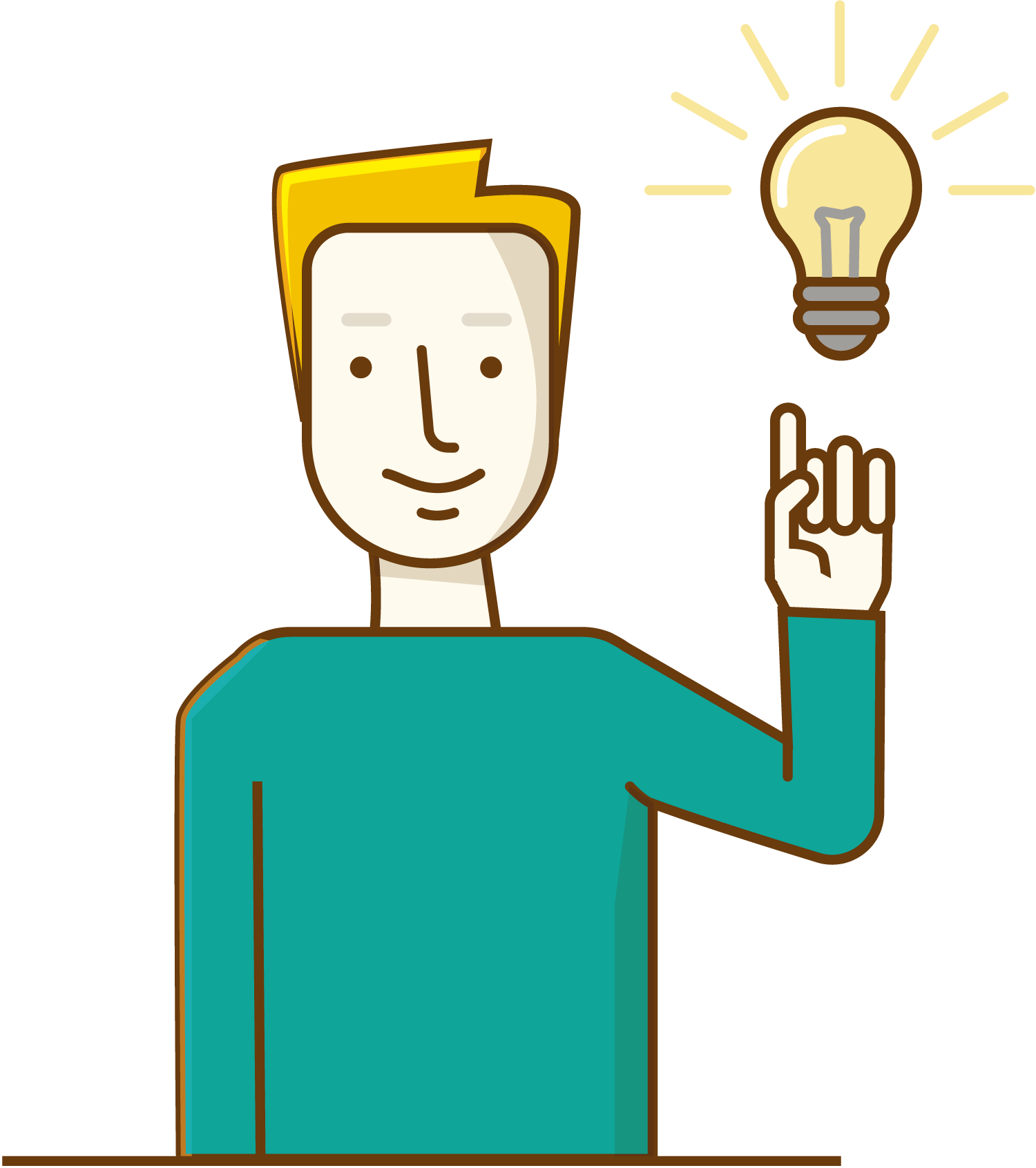 A Man Pointing At A Light Bulb