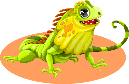 A Cartoon Of A Green Lizard